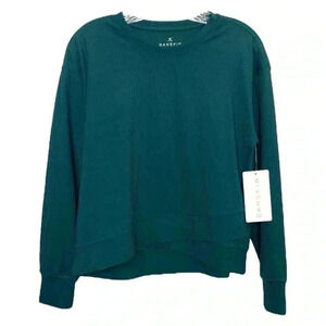 Danskin Crossover Rib Pullover Midnight Green